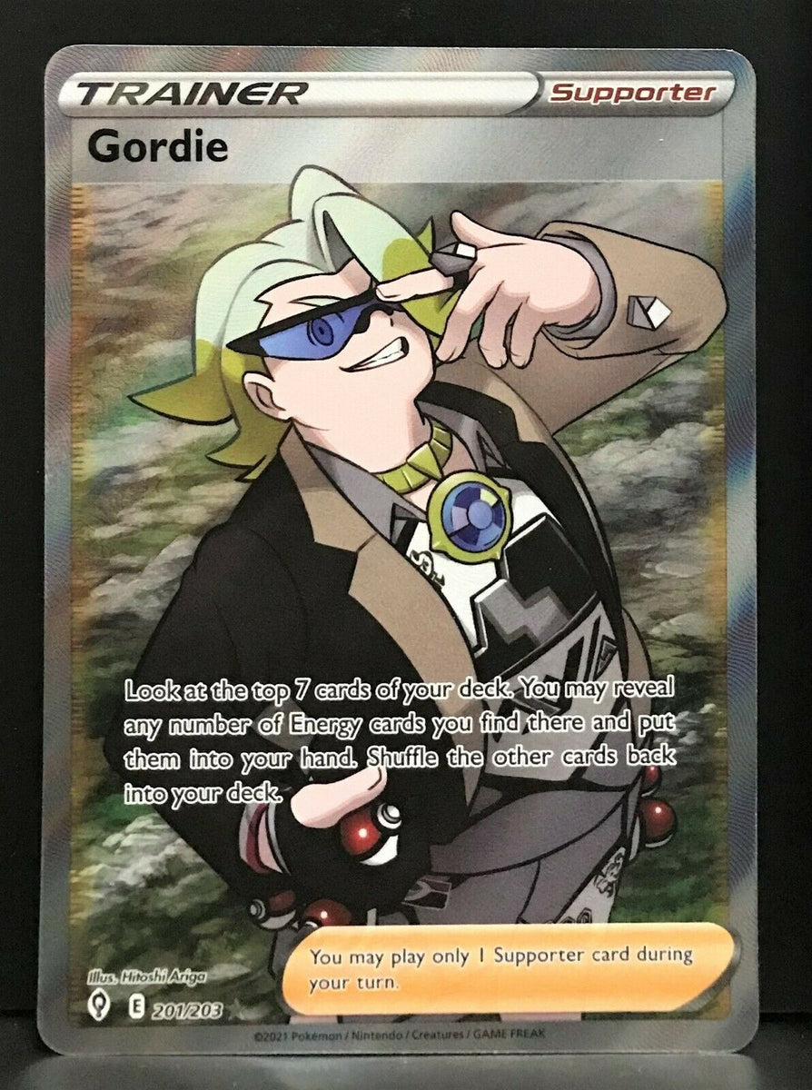 Pokemon Card Gordie 201/203 Trainer Full Art Ultra Rare Evolving Skies TOYSUCKER Pokemon Card Gordie 201/203 Trainer Full Art Ultra Rare Evolving Skies TOYSUCKER