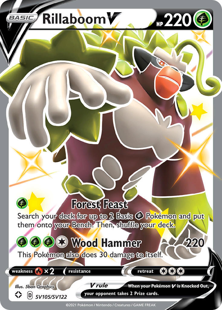 Shiny Rillaboom V SV105/SV122 Full Art Ultra Rare - Pokemon Card - SWS   TOYSUCKER