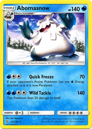 Abomasnow 42/236 Rare - Pokemon Card - SM - Unified Minds