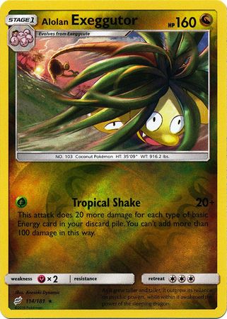 Alolan Exeggutor 114/181 Reverse Holo Rare - Pokemon Card - SM - Team Up