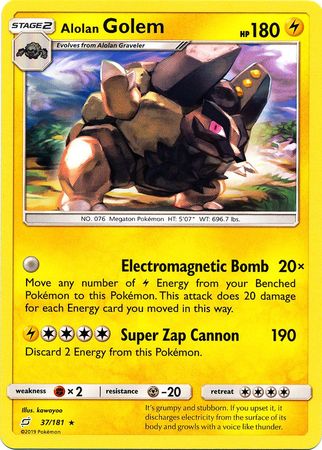 Alolan Golem 37/181 Rare - Pokemon Card - SM - Team Up