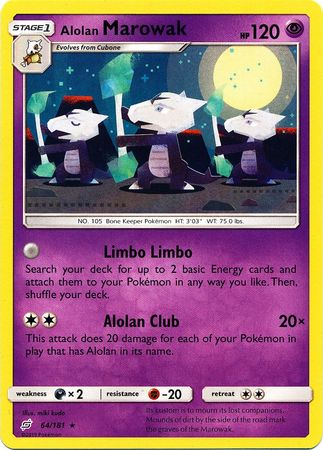 Alolan Marowak 64/181 Rare - Pokemon Card - SM - Team Up