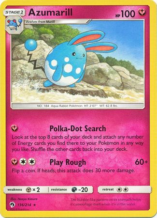 Azumarill 136/214 Rare - Pokemon Card - SM - Lost Thunder