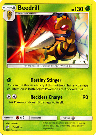 Beedrill 5/181 Rare - Pokemon Card - SM - Team Up
