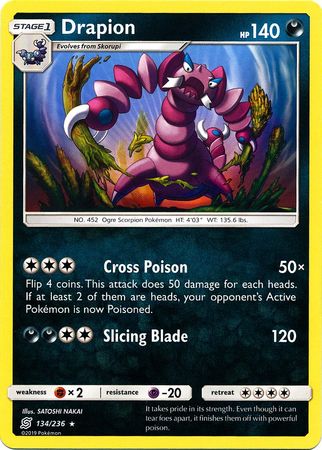 Drapion 134/236 Rare - Pokemon Card - SM - Unified Minds