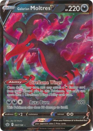 Galarian Moltres V 097/198 Ultra Rare  - Pokemon Card - SWSH - Chilling Reign