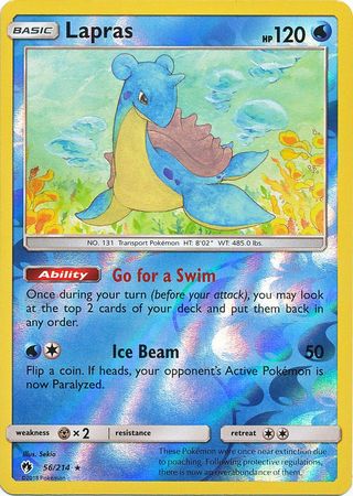 Lapras 56/214 Reverse Holo Rare - Pokemon Card - SM - Lost Thunder
