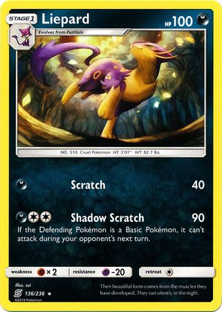 Liepard 136/236 Rare - Pokemon Card - SM - Unified Minds
