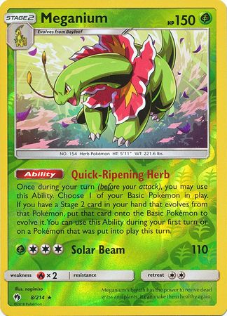 Meganium 8/214 Reverse Holo Rare - Pokemon Card - SM - Lost Thunder