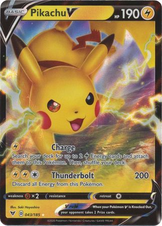Pikachu V 043/185 Ultra Rare - Pokemon Card - SWSH - Vivid Voltage