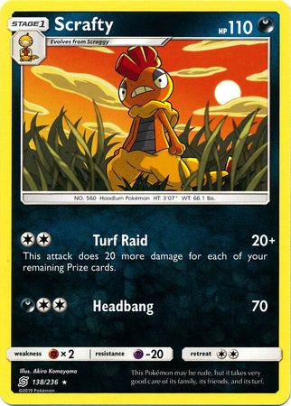 Scrafty 138/236 Rare - Pokemon Card - SM - Unified Minds