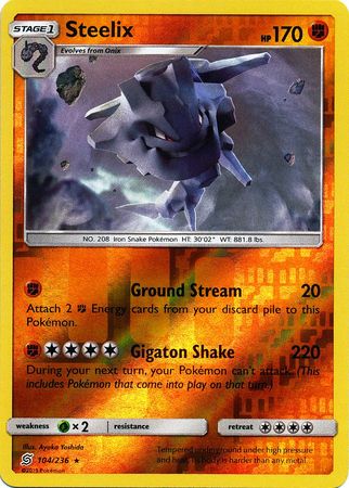 Steelix 104/236 Reverse Holo Rare - Pokemon Card - SM - Unified Minds