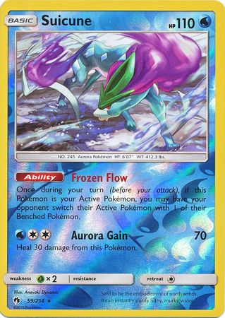 Suicune 59/214 Reverse Holo Rare - Pokemon Card - SM - Lost Thunder