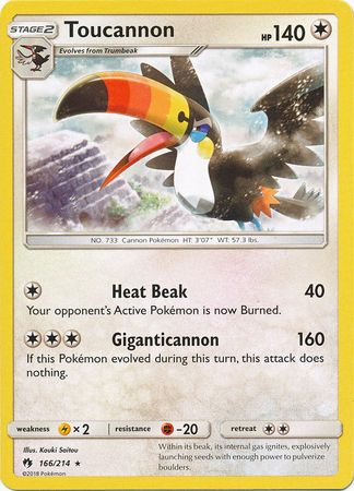 Toucannon 166/214 Rare - Pokemon Card - SM - Lost Thunder