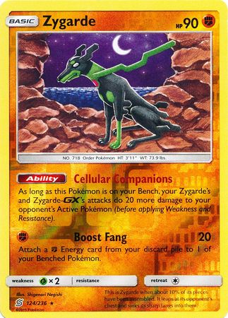Zygarde 124/236 Reverse Holo Rare - Pokemon Card - SM - Unified Minds