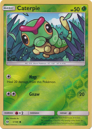 Caterpie 1/149 Common Reverse Holo Foil - Pokemon Card - Base Set SM