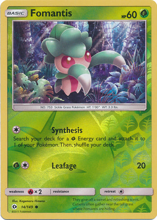 Fomantis 14/149 Common Reverse Holo Foil - Pokemon Card - Base Set SM
