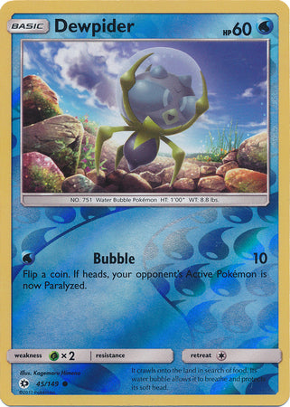 Dewpider 45/149 Common Reverse Holo Foil - Pokemon Card - Base Set SM