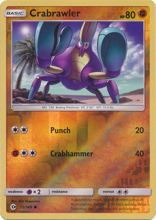 Crabrawler 72/149 Common Reverse Holo Foil - Pokemon Card - Base Set SM