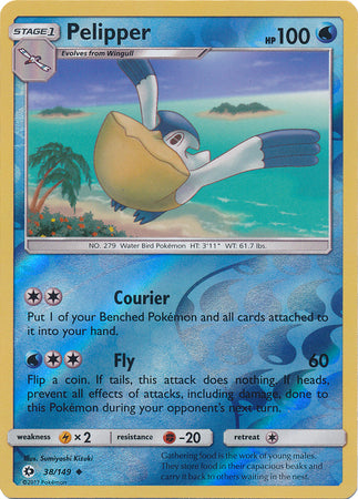 Pelipper 38/149 Uncommon Reverse Holo Foil - Pokemon Card - Base Set SM