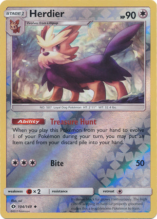 Herdier 104/149 Uncommon Reverse Holo Foil - Pokemon Card - Base Set SM