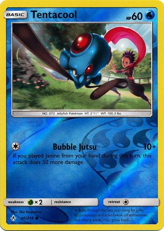Tentacool 40/214 Common Reverse Holo Foil - Pokemon Card - SM - Unbroken Bonds