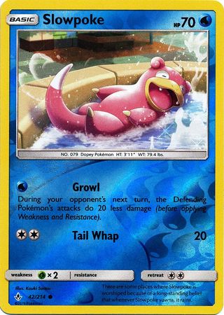 Slowpoke 42/214 Common Reverse Holo Foil - Pokemon Card - SM - Unbroken Bonds