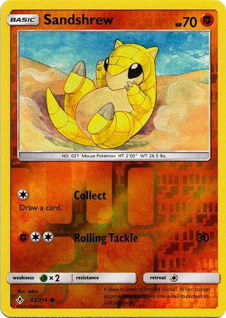 Sandshrew 83/214 Common Reverse Holo Foil - Pokemon Card - SM - Unbroken Bonds