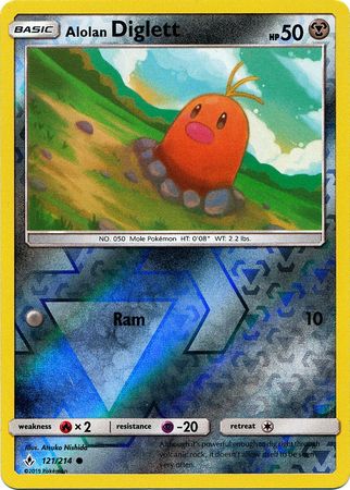 Alolan Diglett 121/214 Common Reverse Holo Foil - Pokemon Card - SM - Unbroken Bonds