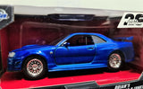 Fast & Furious Brian's Nissan Skyline GT-R BNR34 1:32 JADA Diecast Car