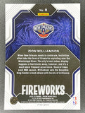 Zion Williamson Pelicans # 8 Fireworks Silver Prizm 2022-23 Panini NBA Card