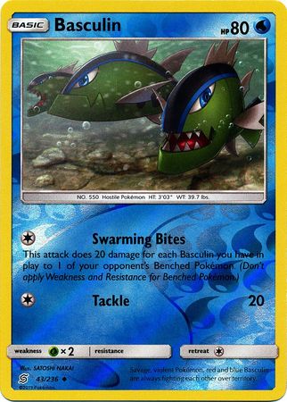 Basculin 43/236 Uncommon Reverse Holo Foil - Pokemon Card - SM - Unified Minds
