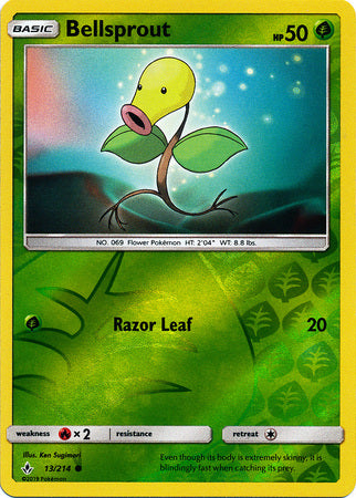 Bellsprout 13/214 Common Reverse Holo Foil - Pokemon Card - SM - Unbroken Bonds