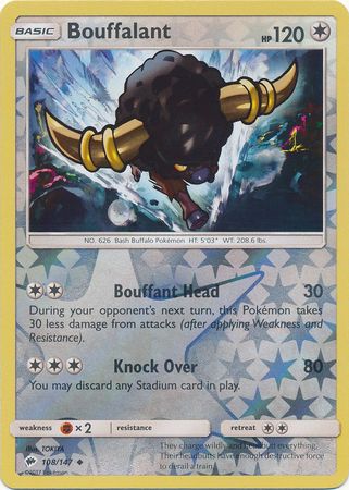 Bouffalant 108/147 Uncommon Reverse Holo Foil - Pokemon Card - SM - Burning Shadows