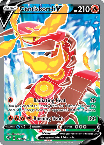Centiskorch V 179/189 Full Art Ultra Rare - Pokemon Card - SWSH - Darkness Ablaze