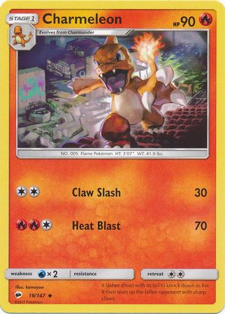 Charmeleon 19/147 Uncommon - Pokemon Card - SM - Burning Shadows
