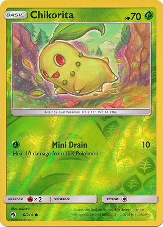 Chikorita 6/214 Common Reverse Holo Foil - Pokemon Card - SM - Lost Thunder