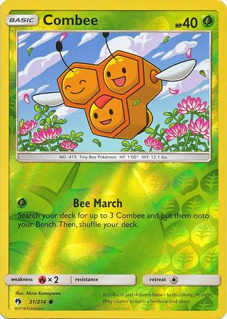 Combee 31/214 Common Reverse Holo Foil - Pokemon Card - SM - Lost Thunder