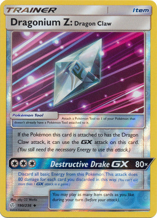 Dragonium Z: Dragon Claw 190/236 Uncommon Reverse Holo Foil - Pokemon Card - SM - Cosmic Eclipse
