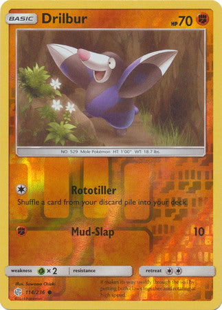 Drilbur 114/236 Common Reverse Holo Foil - Pokemon Card - SM - Cosmic Eclipse