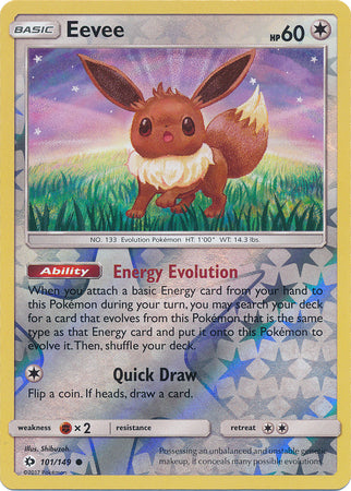 Eevee 101/149 Common Reverse Holo Foil - Pokemon Card - Base Set SM