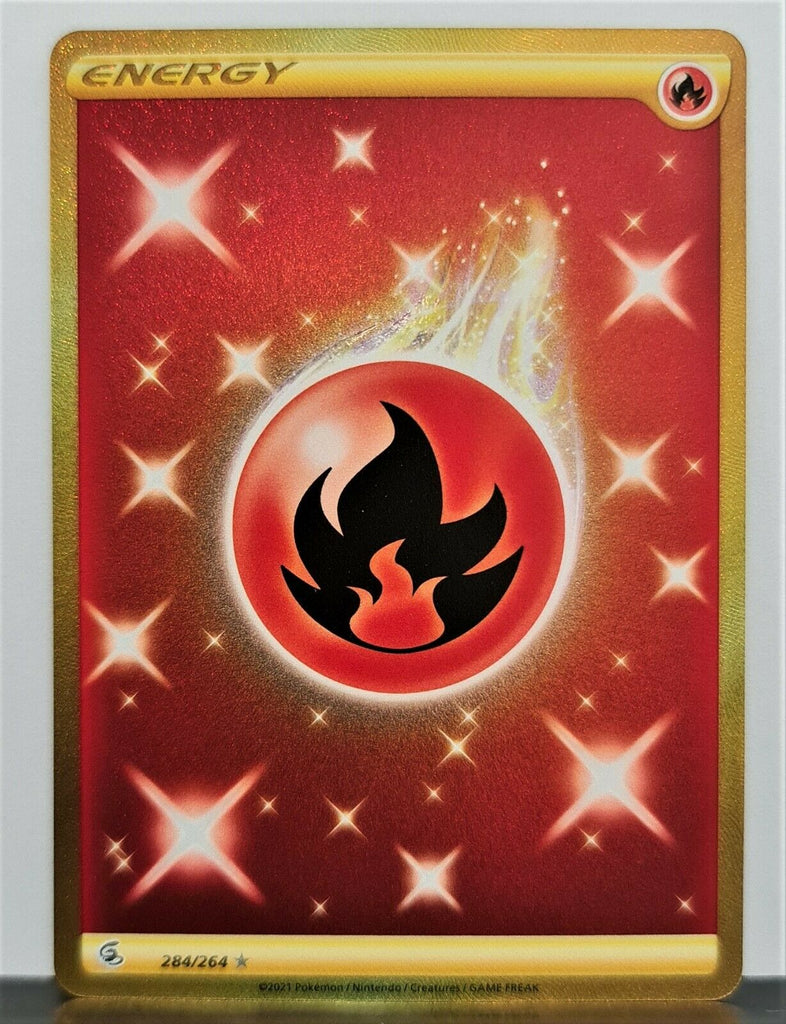 gold fire energy pokemon card Fire Energy 284/264 Gold Secret Rare Fusion Strike