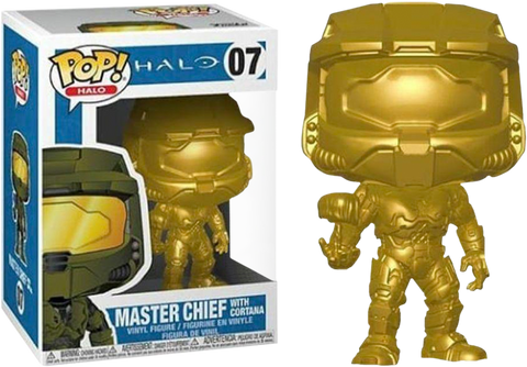 Funko Pop Master Chief With Cortana Metallic Gold # 07 Halo Special Edition Exclusive