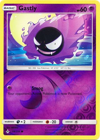 Gastly 68/214 Common Reverse Holo Foil - Pokemon Card - SM - Unbroken Bonds