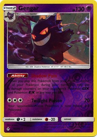 Gengar 70/214 Reverse Holo Rare - Pokemon Card - SM - Unbroken Bonds
