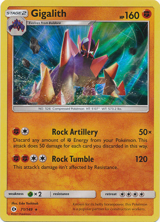 Gigalith 71/149 Holo Rare - Pokemon Card - Base Set SM