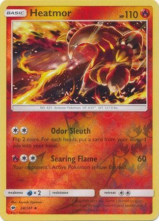 Heatmor 24/147 Uncommon Reverse Holo Foil - Pokemon Card - SM - Burning Shadows
