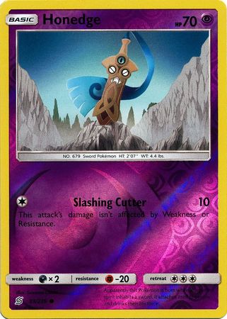 Honedge 93/236 Common Reverse Holo Foil - Pokemon Card - SM - Unified Minds