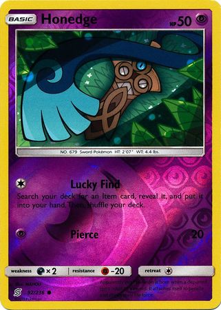 Honedge 92/236 Common Reverse Holo Foil - Pokemon Card - SM - Unified Minds