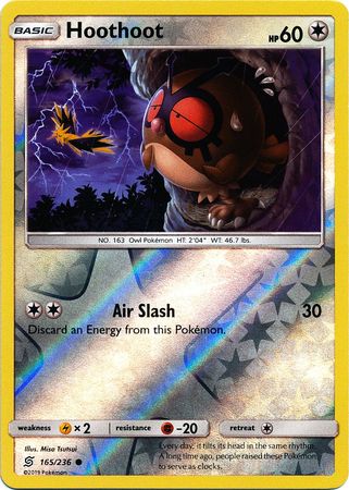 Hoothoot 165/236 Common Reverse Holo Foil - Pokemon Card - SM - Unified Minds